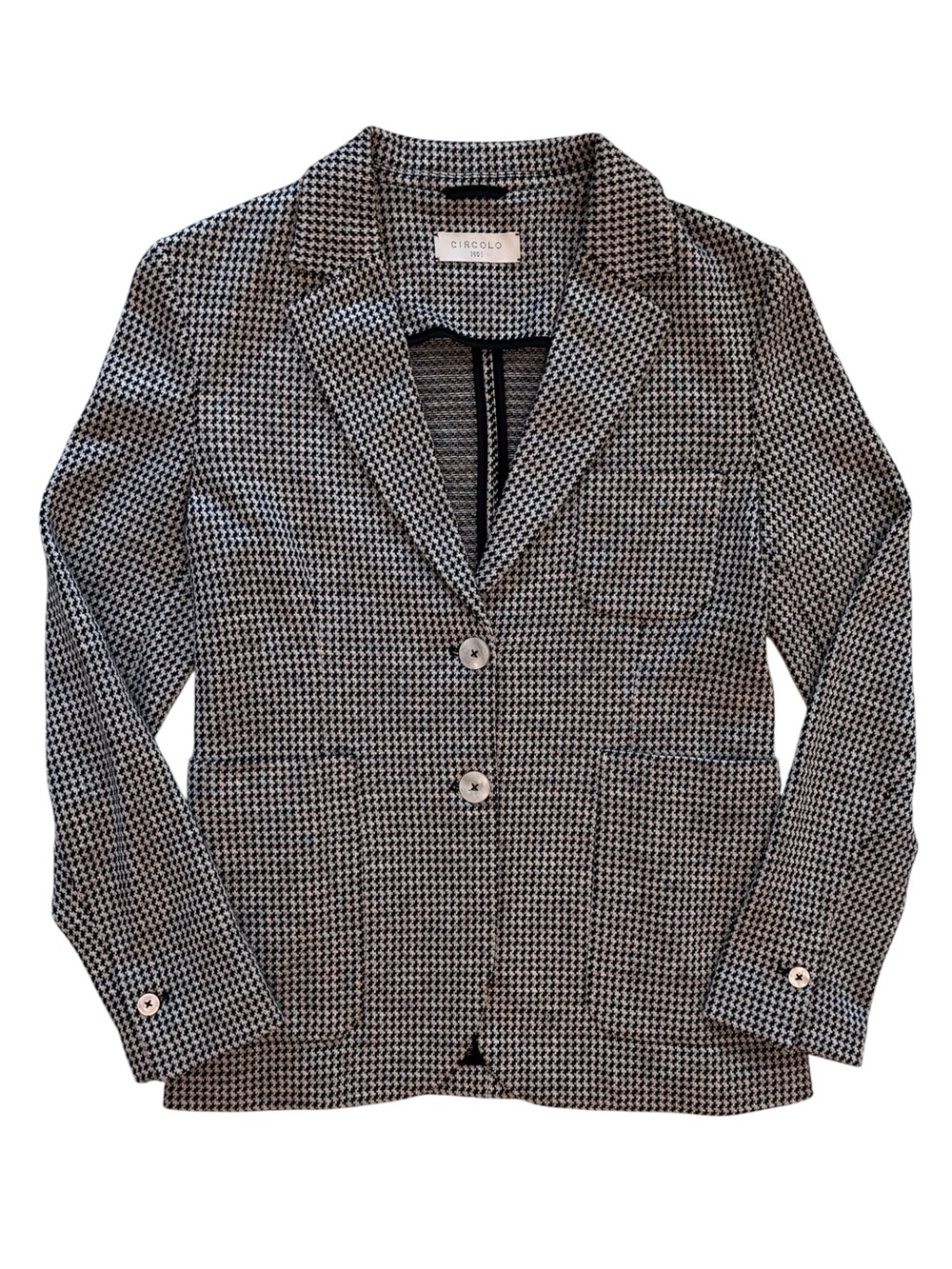 Circolo 1901 Gray Houndstooth Linen Cotton Soft Deconstructed Blazer Jacket M